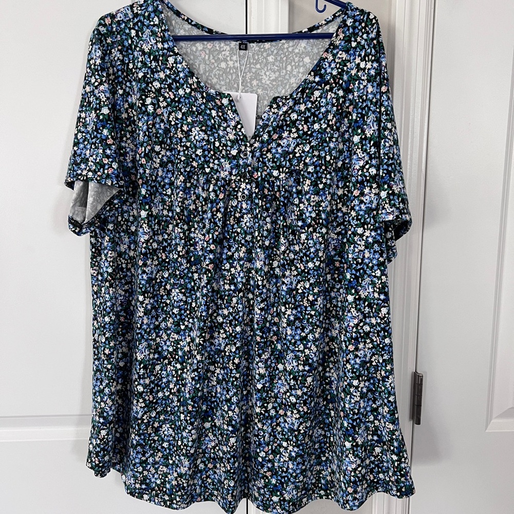 Floral Blue Women's Top